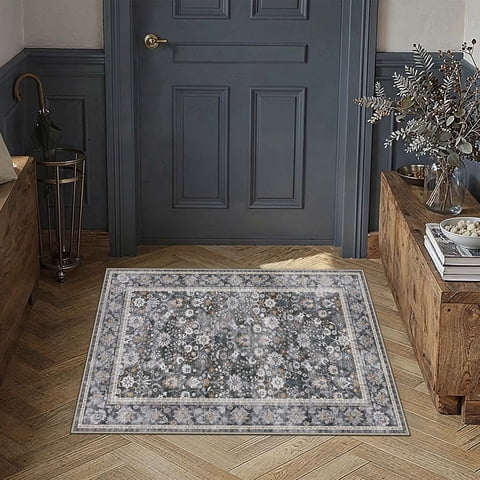 BERTHMEER 2'x3' Small Area Rugs for Entryway Doorway indoor Doormats Bathroom Machine Washable Non-slip, Black