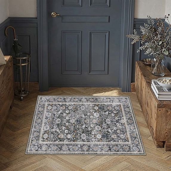 BERTHMEER 2'x3' Small Area Rugs for Entryway Doorway indoor Doormats Bathroom Machine Washable Non-slip, Black