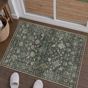 BERTHMEER 2'x3' Small Area Rugs for Entryway Doorway indoor Doormats Bathroom Machine Washable Non-slip Vintage Floral Oriental Rugs,Green