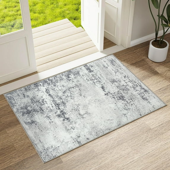 BERTHMEER 2'x3' Small Area Rugs for Entryway Doorway indoor Doormats Machine Washable Non-slip, Gray