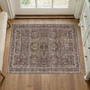 BERTHMEER 2'x3' Small Area Rugs for Kitchen Bedroom Entryway Dorm Entrance Bathroom Vintage Non Slip Washable Traditional Oriental Rugs,Red Brown