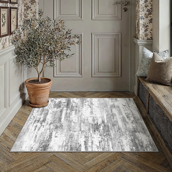 BERTHMEER 2'x3' Small Area Rugs for Kitchen Entryway Doorway Bedrooom Indoor Machine Washable Non-slip Rugs,Gray
