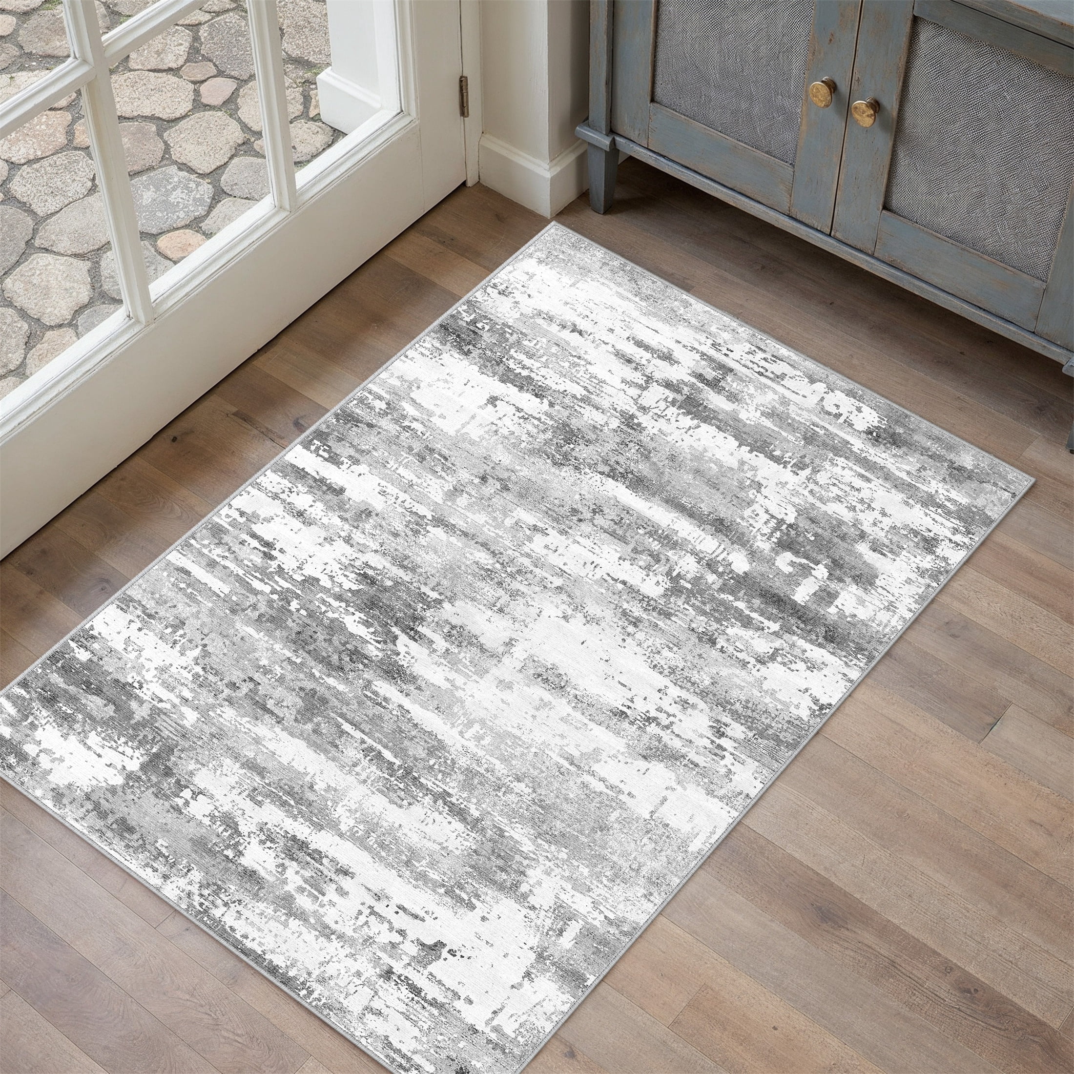 berthmeer 2'x3' small area rugs for kitchen entryway doorway bedrooom indoor machine washable non-slip rugs,gray