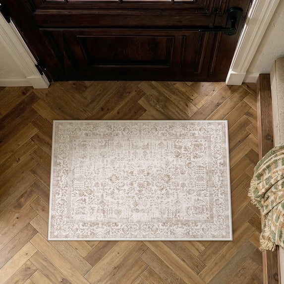 BERTHMEER 2'x3' Small Area Rugs for indoor Entryway Door Entrance Washable Throw Rugs Non skid, Brown
