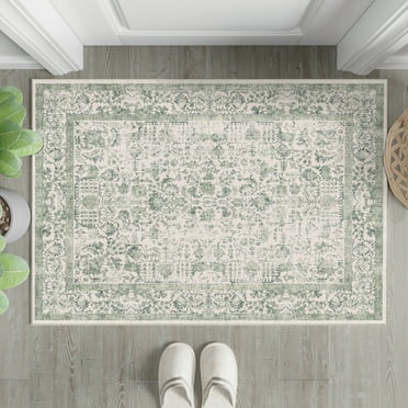 BERTHMEER 2'x3' Small Area Rugs for indoor Entryway Door Entrance Washable Throw Rugs Non skid, Green