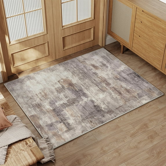 BERTHMEER 2'x3' Small Modern Abstract Area Rugs for Bathroom Bedroom Entryway Kitchen Dorm Entrance Non Slip Washable Distressed Contemporary Indoor Rugs,Multicolor