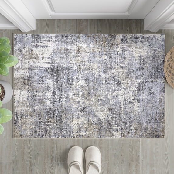 BERTHMEER 2'x3' Small Washable Abstract Area Rugs for Doorway Bathroom Bedroom Entryway Kitchen Dorm Entrance Non Slip Modern Rugs,Blue Gray