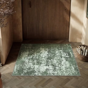 BERTHMEER 2'x3' Washable Small Area Rugs for Kitchen Doorway Bedroom Entryway Dorm Entrance Non Slip Abstract Distressed Contemporary Indoor Doormats,Deep Green