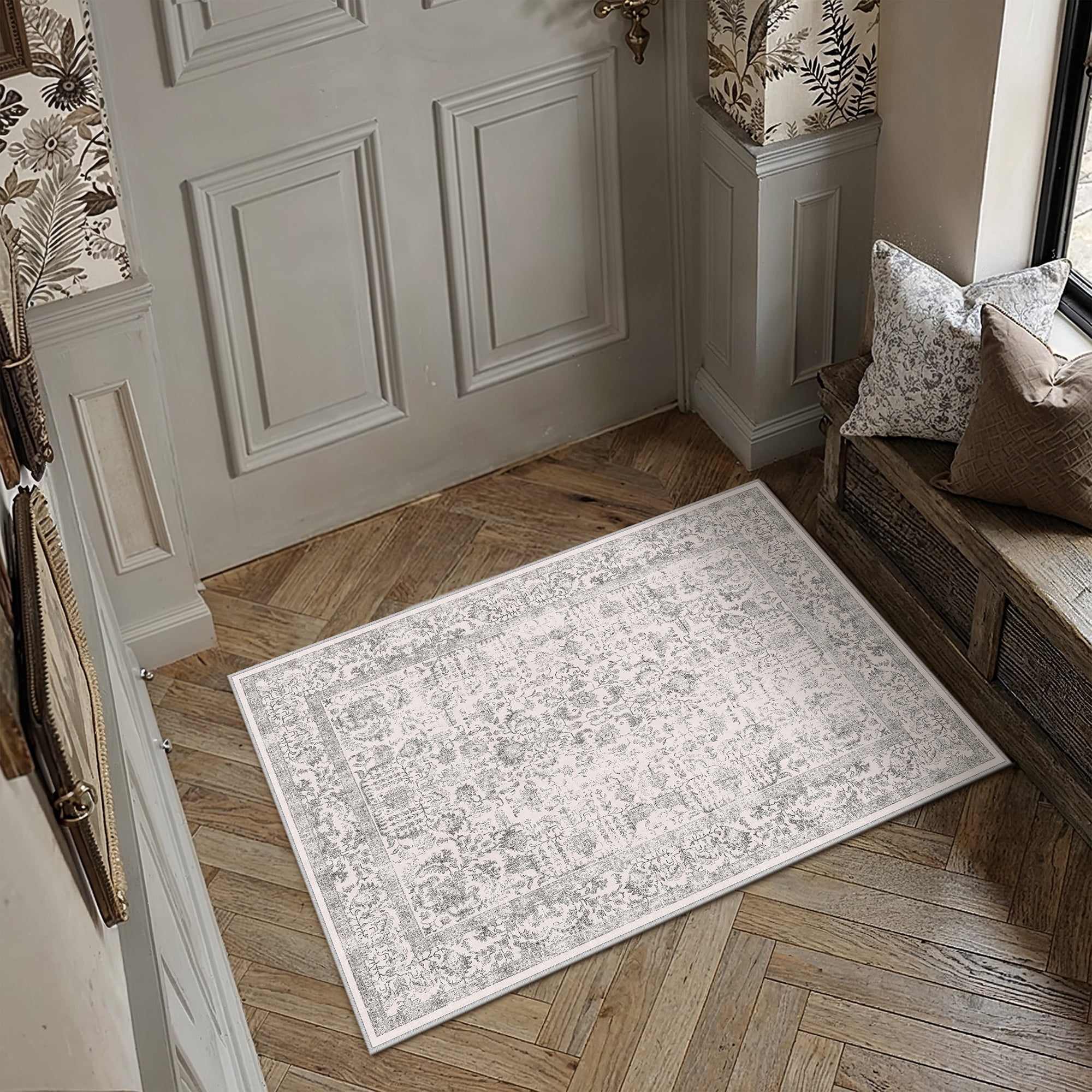 berthmeer 2'x3' washable small area rugs indoor oriental vintage rugs for door entrance entryway bedroom throw rugs non skid