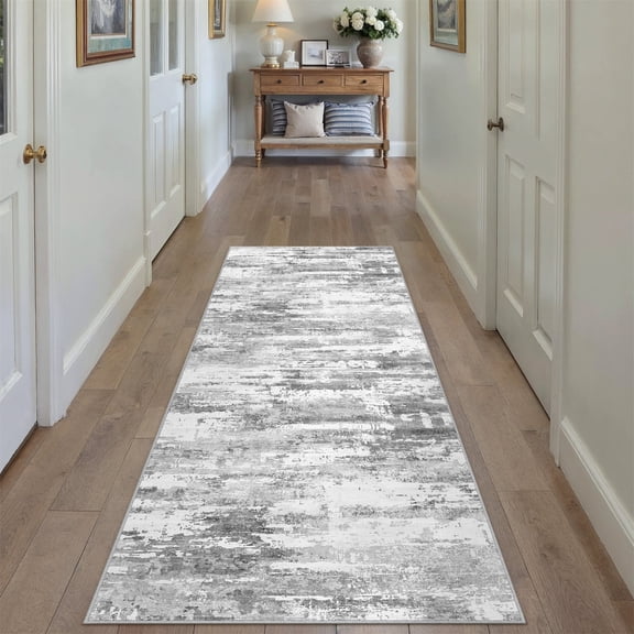 BERTHMEER 2'x6' Abstract Hallway Runner Rugs Entryway Kitchen Living Room Bedroom Rugs,Non-Slip Machine Washable Rug,Gray