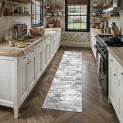 BERTHMEER 2'x6' Abstract Hallway Runner Rugs Entryway Kitchen Living Room Bedroom Rugs,Non-Slip Machine Washable Rug,Gray