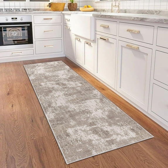 BERTHMEER 2'x6' Runner Rug Abstract Hallway Entryway Kitchen Living Room Bedroom Runner Rug Non-Slip Machine Washable Rugs,Brown