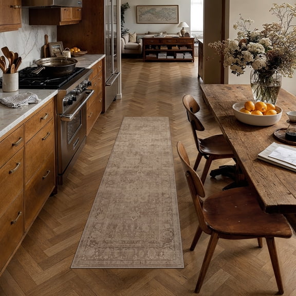 BERTHMEER 2'x6' Runner Rugs for Doorway Kitchen Hallway Bedroom Laundry Dining Room Machine Washable Non Slip Oriental Vintage Traditional Indoor Runner Rugs, Brown