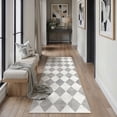 thumbnail image 1 of BERTHMEER 2'x6' Runner Rugs for Hallway Bathroom Bedroom Entryway Kitchen Non Slip Geometric Modern Grid Diamonds Checkered Contemporary Washable Indoor Runner Rugs,Gray, 1 of 6