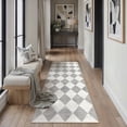thumbnail image 1 of BERTHMEER 2'x6' Runner Rugs for Hallway Bathroom Bedroom Entryway Kitchen Non Slip Geometric Modern Grid Diamonds Checkered Contemporary Washable Indoor Runner Rugs,Gray, 1 of 6