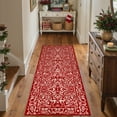 thumbnail image 1 of BERTHMEER 2'x6' Runner Rugs for Hallway Entryway Bathroom Kitchen Christmas Runner Rugs for Bedroom Non Skid Washable Snowflake Print Runner for Indoor ,Red, 1 of 6