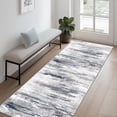 thumbnail image 1 of BERTHMEER 2'x6' Runner Rugs Non Slip Washable Abstract for Bathroom Kitchen Bedroom Entryway Hallway Blue and Gray Neutral Modern Contemporary Runner Rugs, 1 of 7