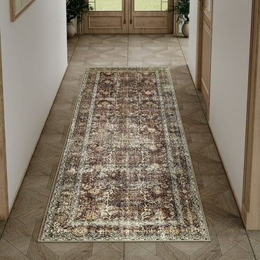 BERTHMEER 2'x6' Runner Rugs for Hallway Kitchen Entryway Doormats indoor Machine Washable Non-slip, Rust