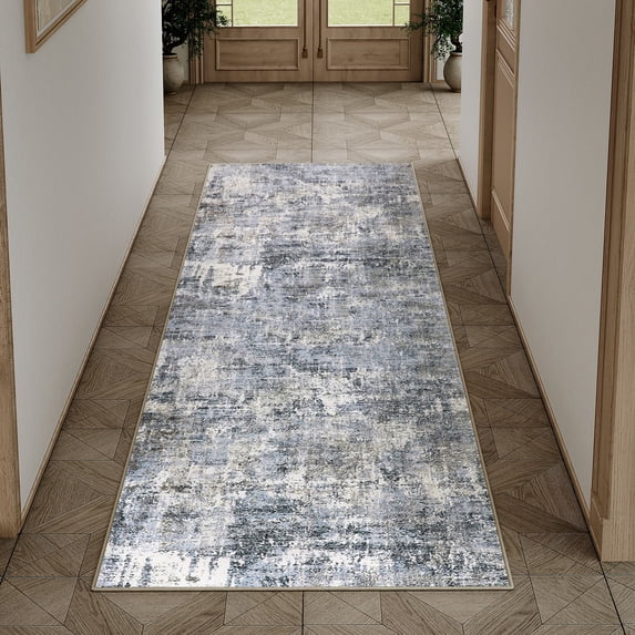 BERTHMEER 2'x6' Runner Rugs non-slip, Blue Gray
