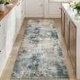 thumbnail image 1 of BERTHMEER 2'x6' Washable Abstract Runner Rugs for Hallway Bathroom Bedroom Entryway Kitchen Non Slip Modern Contemporary Distressed Runner Rugs, Blue Multicolor, 1 of 4