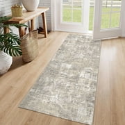 BERTHMEER 2'x6' Washable Abstract Runner Rugs for Hallway Kitchen Entryway Non-slip, Beige Gray