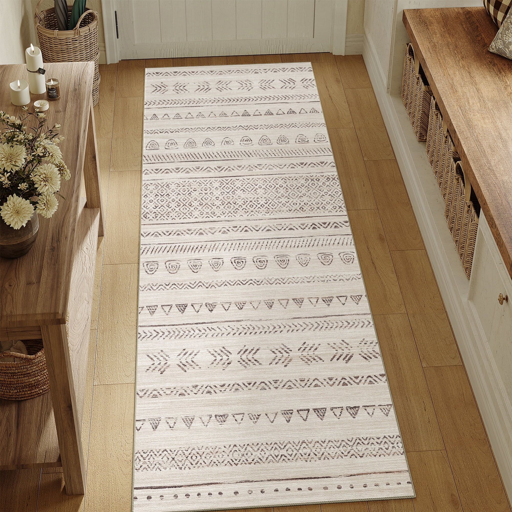 BERTHMEER 2'x6' Washable Runner Rugs for Hallway Bathroom Bedroom Entryway Kitchen Non Slip Brown Runner Rugs - Walmart.com