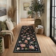 thumbnail image 1 of BERTHMEER 2'x6' Washable Runner Rugs for Hallway Bathroom Bedroom Entryway Kitchen Non Slip Black Floral Vintage Oriental Traditional Flower Runner Rugs, Multicolor, 1 of 6