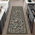 thumbnail image 1 of BERTHMEER 2'x6' Runner Rugs for Hallway Bathroom Bedroom Entryway Kitchen Non Slip Washable Blackish Green Floral Vintage Oriental Traditional Flower Runner Rugs, Multicolor, 1 of 7