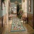 thumbnail image 1 of BERTHMEER 2'x6' Washable Runner Rugs for Hallway Bathroom Bedroom Entryway Kitchen Non Slip Green Floral Vintage Oriental Traditional Flower Runner Rugs, Multicolor, 1 of 6