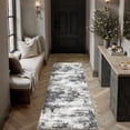 thumbnail image 1 of BERTHMEER 2'x6' Washable Runner Rugs Non Slip for Hallways Bathroom Bedroom Entryway Kitchen Black Neutral Modern Abstract Runner Rugs, 1 of 5