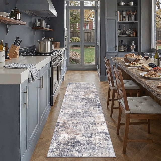 BERTHMEER 2'x6' Washable Runner Rugs for Hallway Kitchen Entryway Non-slip, Blue