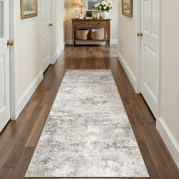 BERTHMEER 2'x6' Washable Runner Rugs for Hallway Kitchen Entryway Non-slip, Gold Gray