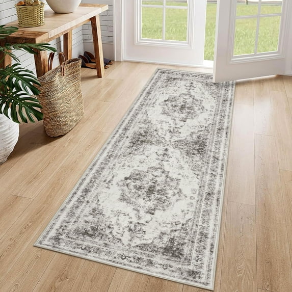 BERTHMEER 2'x6' Washable Runner Rugs for Hallway Kitchen Entryway Non-slip, Gray