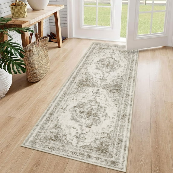 BERTHMEER 2'x6' Washable Runner Rugs for Hallway Kitchen Entryway Non-slip, Taupe