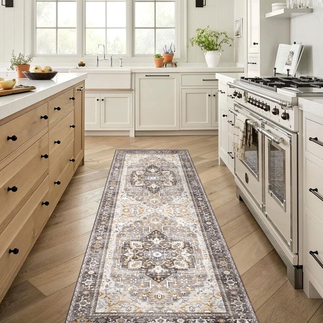 BERTHMEER 2'x6' Washable Runner Rugs for Hallyway Kitchen Entryway non-slip, Gray