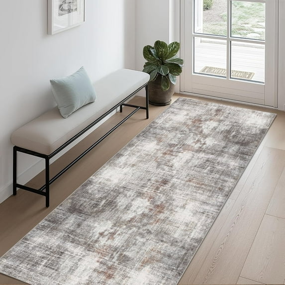BERTHMEER 2'x8' Abstract Runner Rugs for Entryway Hallway Kitchen Living Room Bedroom Indoor Rugs,Washable Non-Slip Rugs,Black&Red