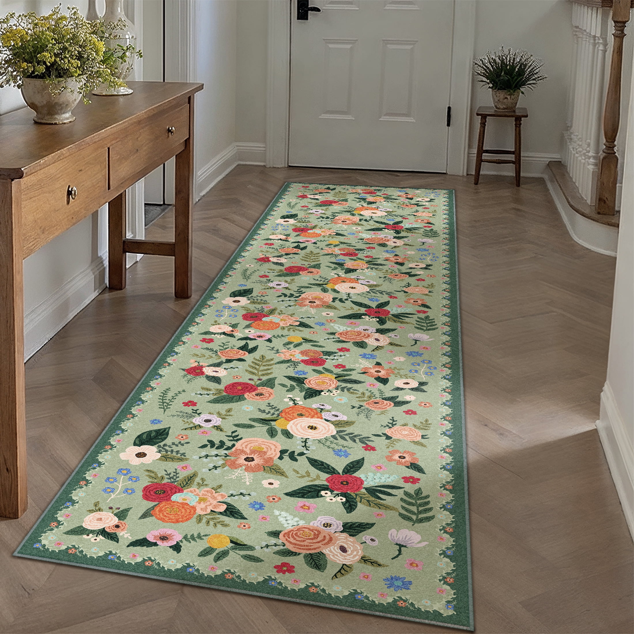 Traditional Hall Runner Rug BERTHMEER 2'x8' Runner Rugs for Hallway Entryway Bathroom Bedroom ...