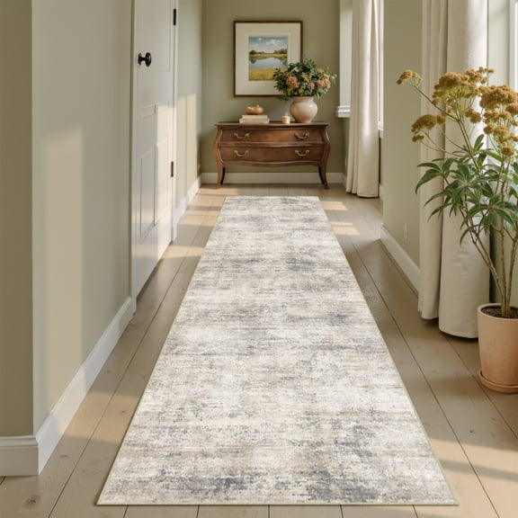 BERTHMEER 2'x8' Runner Rugs for Hallway Kitchen Entryway Machine Washable Non-slip, Beige