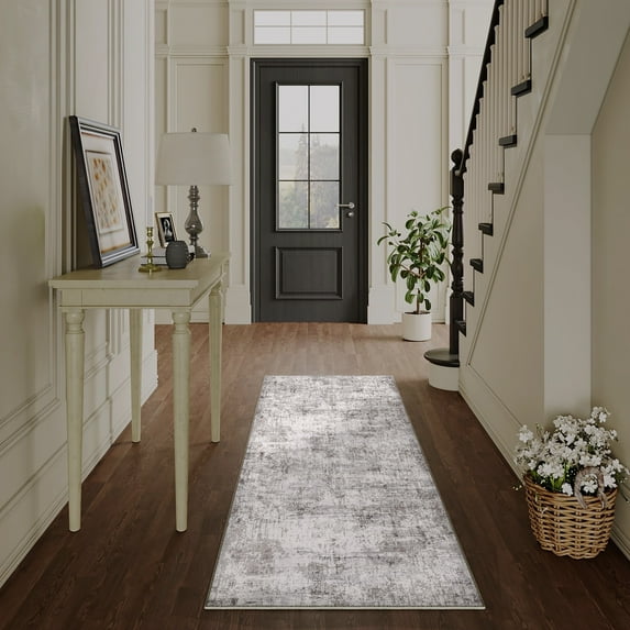 BERTHMEER 2'x8' Runner Rugs for Hallway Kitchen Entryway Machine Washable Non-slip, Gray