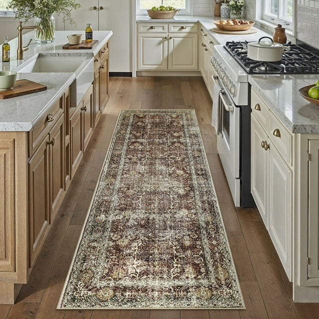 BERTHMEER 2'x8' Runner Rugs for Hallway Kitchen Entryway indoor Machine Washable Non-slip, Rust