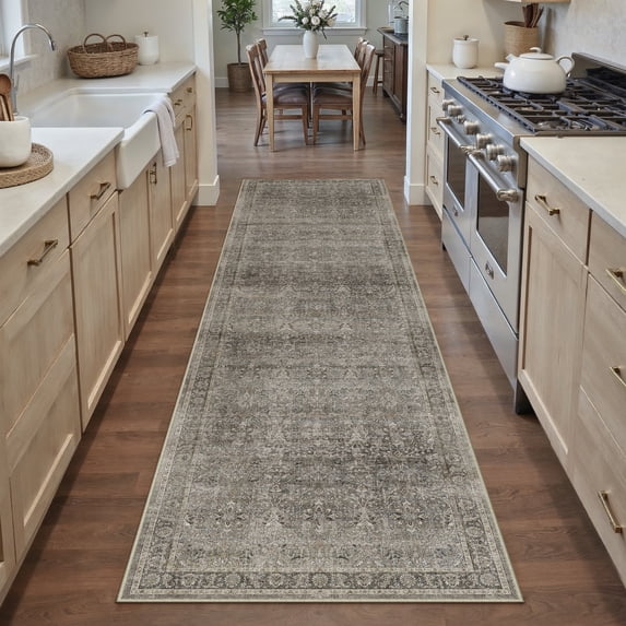 BERTHMEER 2'x8' Washable Runner Rugs for Hallway Bathroom Bedroom Entryway Kitchen Non Slip Vintage Oriental Traditional Runner Rugs,Mossy