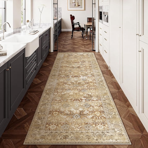 BERTHMEER 2'x8' Washable Runner Rugs for Hallway Kitchen Entryway Bathroom Bedroom Non-slip,Taupe