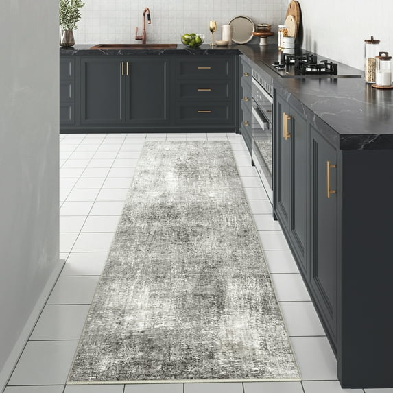 BERTHMEER 2'x8' Washable Runner Rugs for Hallway Kitchen Entryway Non-slip, Gray
