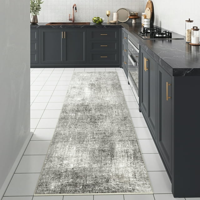 BERTHMEER 2'x8' Washable Runner Rugs for Hallway Kitchen Entryway Non-slip, Gray