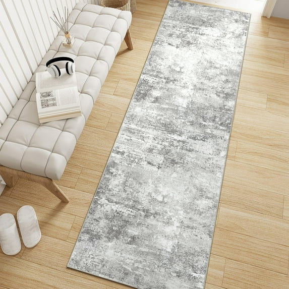 BERTHMEER 2'x8' Washable Runner Rugs for Hallway Kitchen Entryway Non-slip, Gray