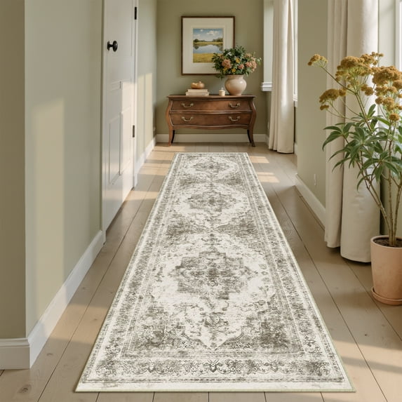 BERTHMEER 2'x8' Washable Runner Rugs for Hallway Kitchen Entryway Non-slip, Taupe
