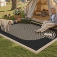 thumbnail image 1 of BERTHMEER 3'x5' Easy Jute Area Rugs for Entryway Bedroom Kitchen Laundry Dorm Farmhouse Outdoor Patio Rugs Indoor Washable Non Slip Geometric Contemporary Modern Stripes Rugs, Black, 1 of 8