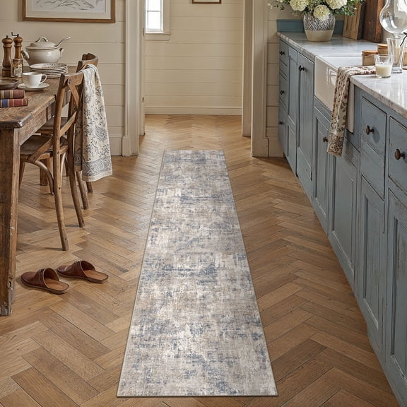 BERTHMEER 3'x10' Long Runner Rugs for for Hallway Kitchen Entryway Bedroom Bathroom Non-slip, Blue