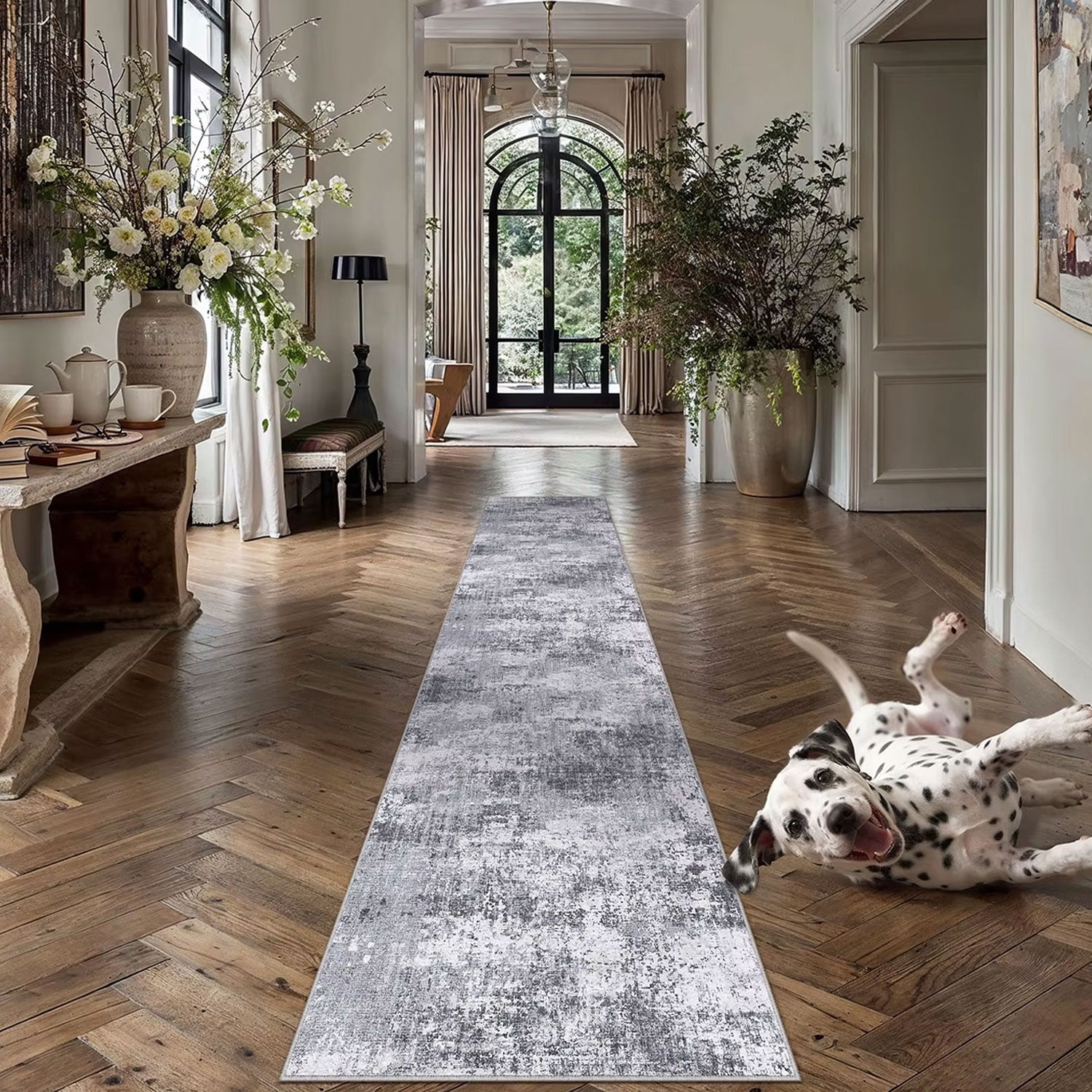 berthmeer 3'x10' runner rugs for hallway kitchen entryway bathroom machine washable non-slip, gray