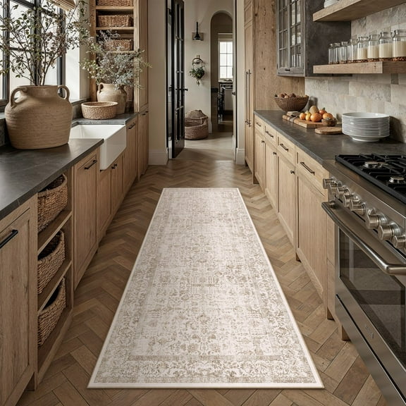 BERTHMEER 3'x10' Washable Runner Rugs for Hallway Kitchen Entryway Non-slip, Brown